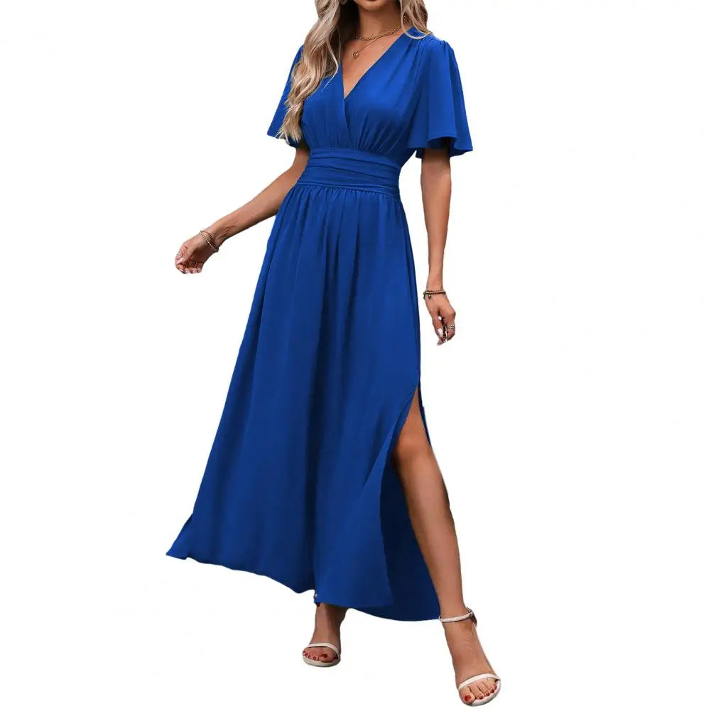 Vestido largo de verano para mujer con cuello en V