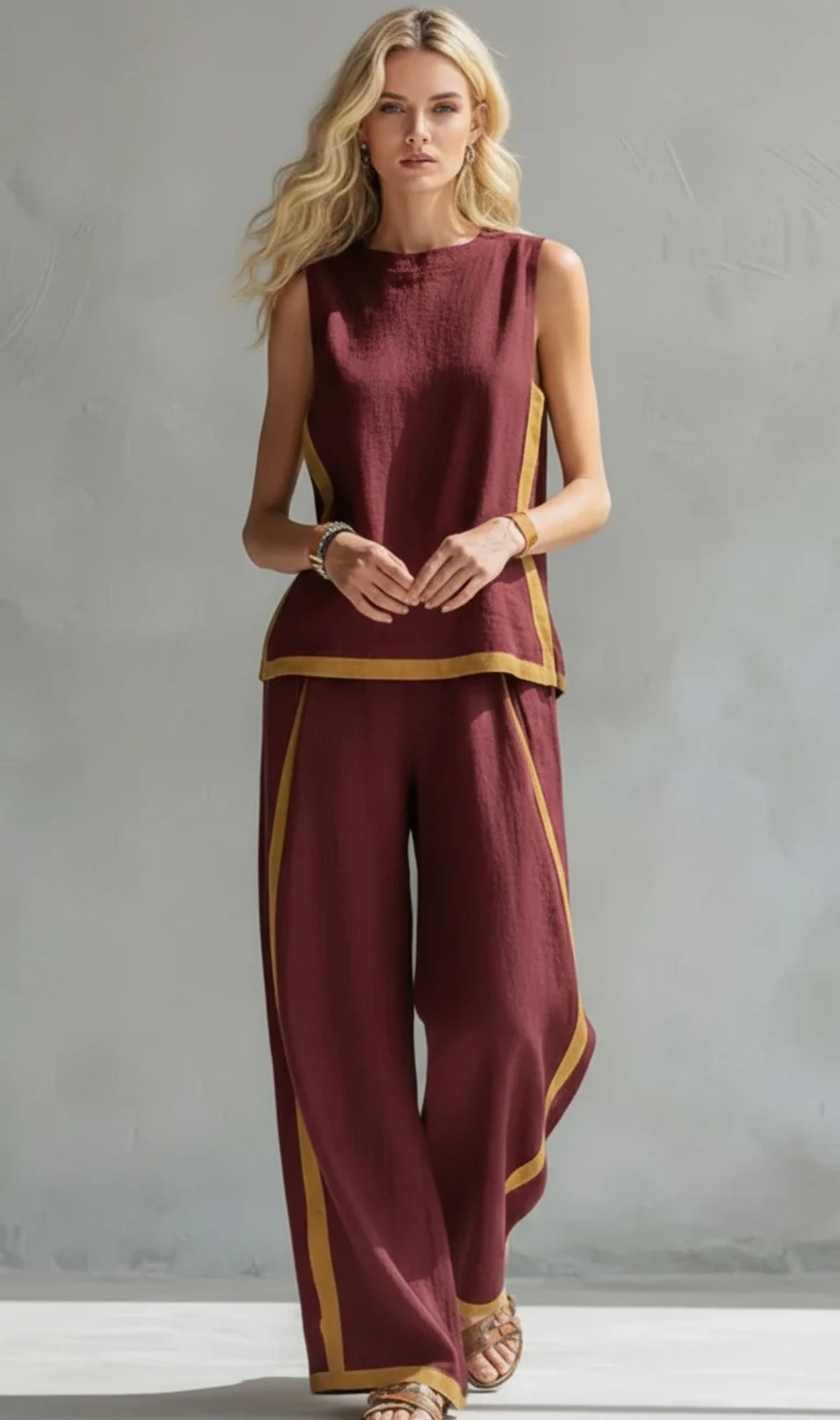 Leila | Conjunto Elegante de Algodón y Lino GRIS