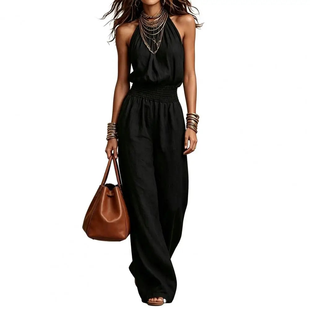 Sleeveless Linen Backless Jumpsuit