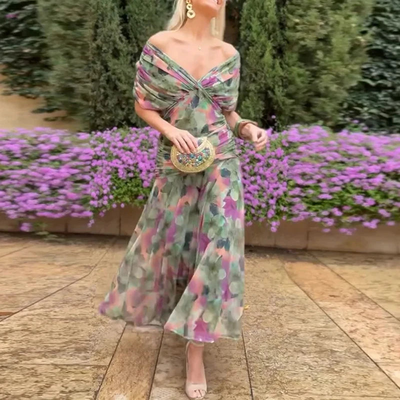 Primavera Verano vestido plisado de malla Lisa