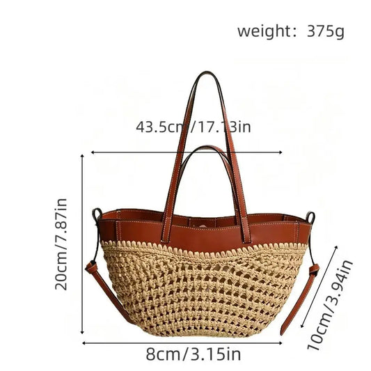 Bolso de mano grande de rafia