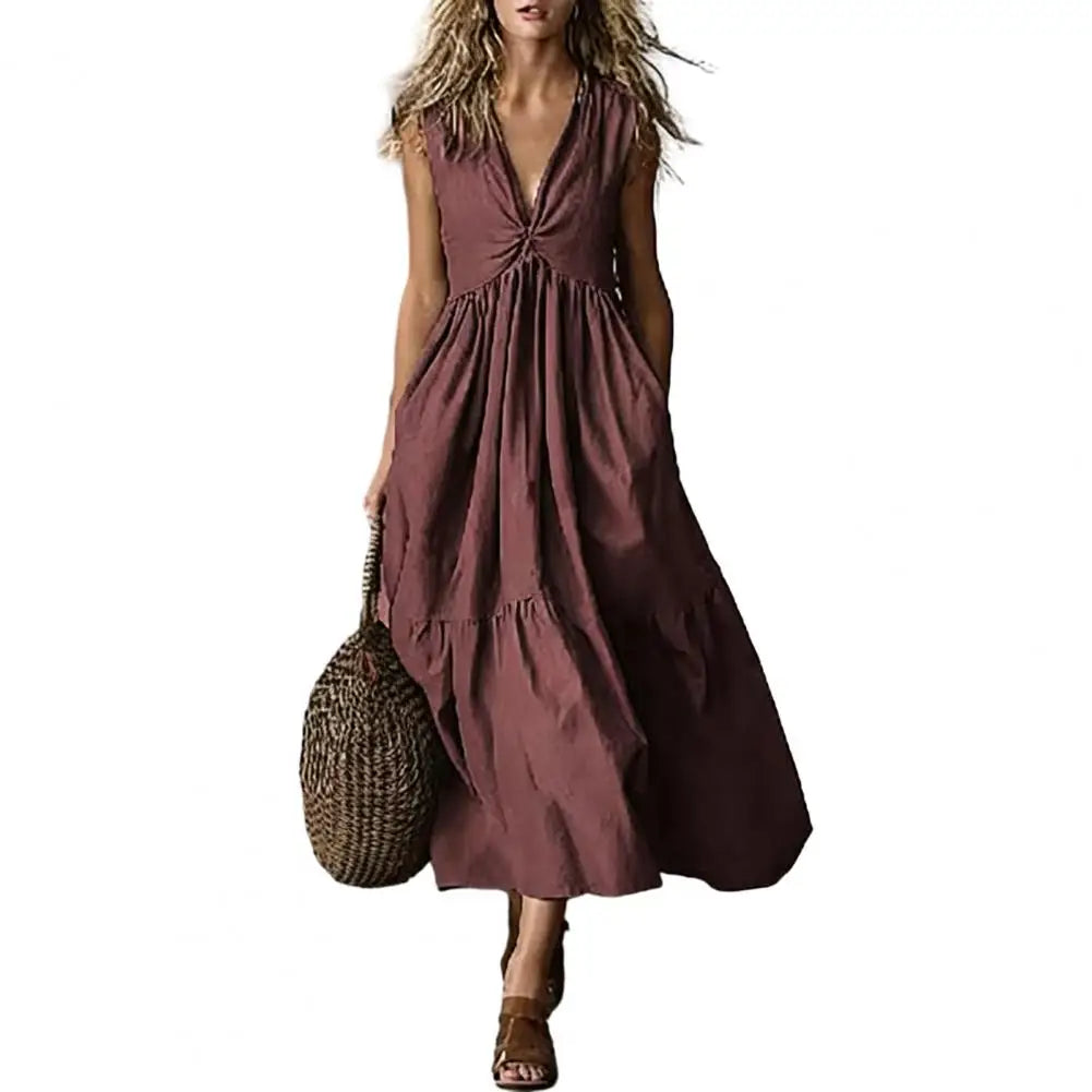 Vestido Largo Casual con Volantes