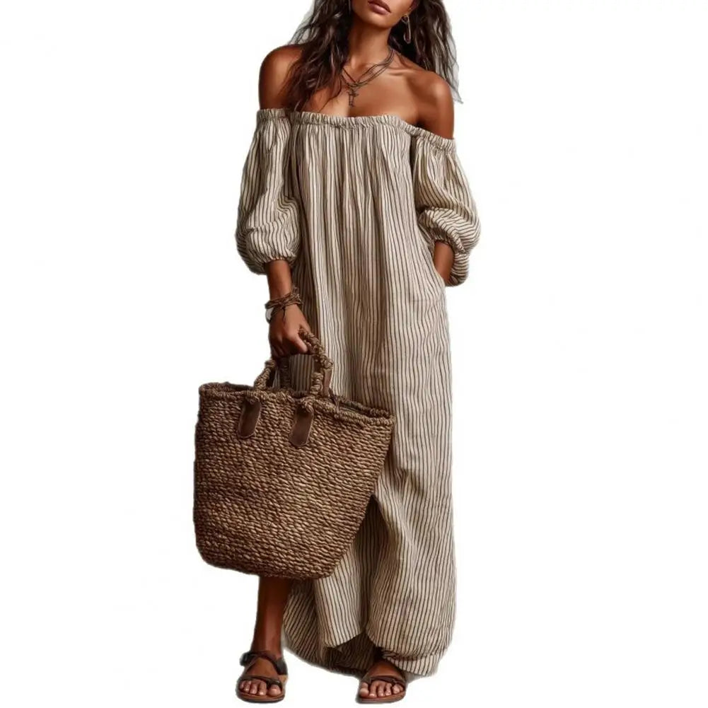 Vestido Maxi Plisado Sexy sin Tirantes para Mujer