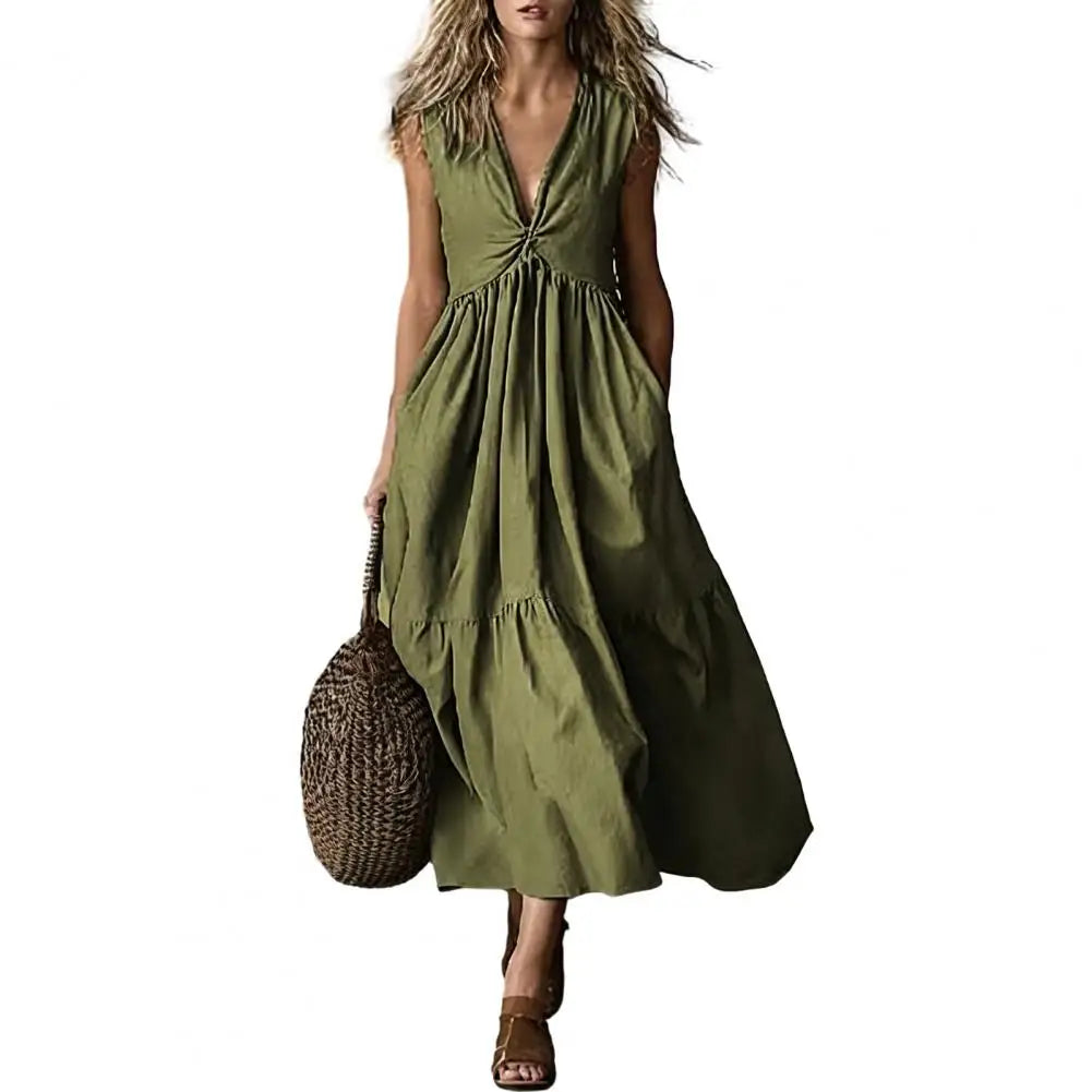 Vestido Largo Casual con Volantes