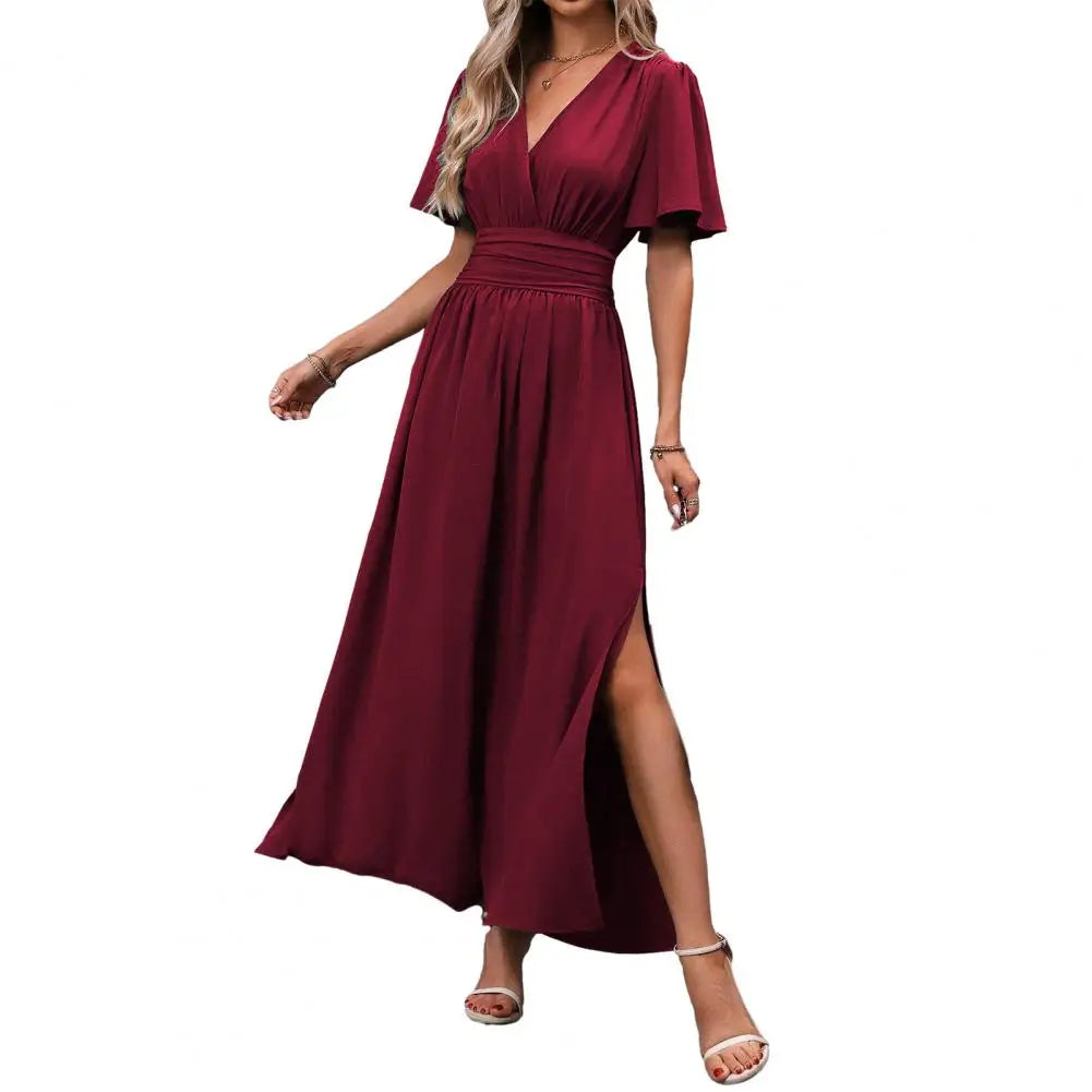 Vestido largo de verano para mujer con cuello en V