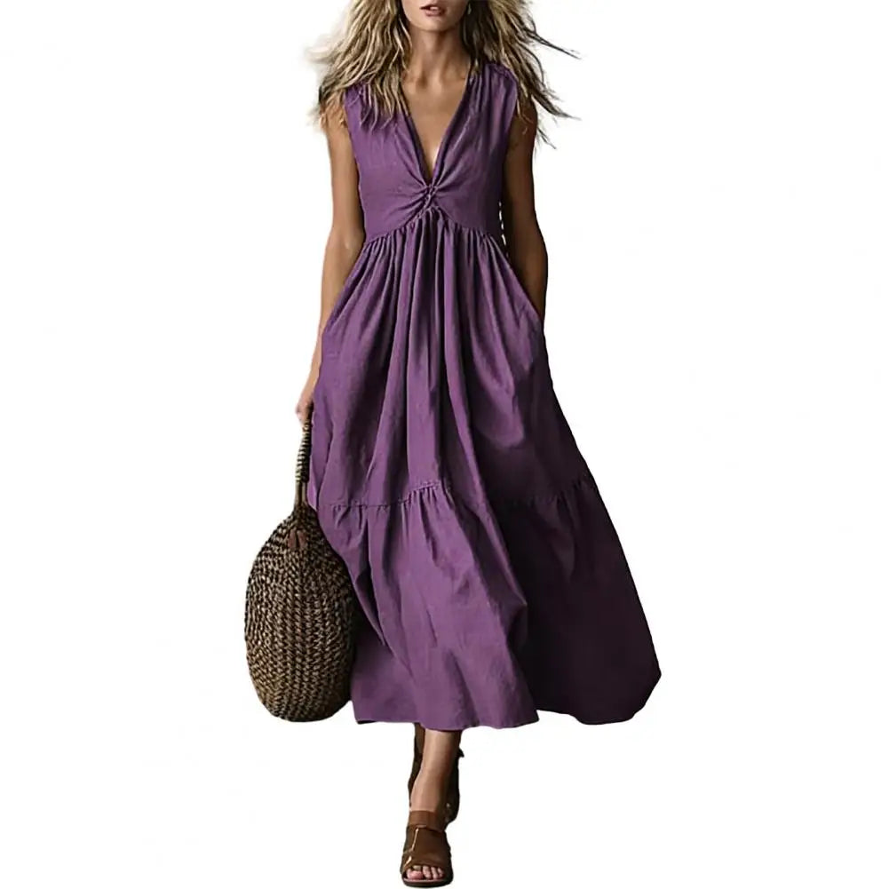 Vestido Largo Casual con Volantes