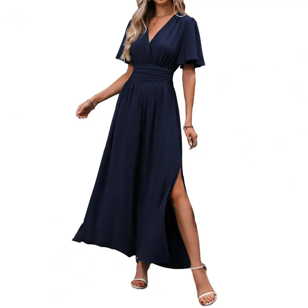 Vestido largo de verano para mujer con cuello en V