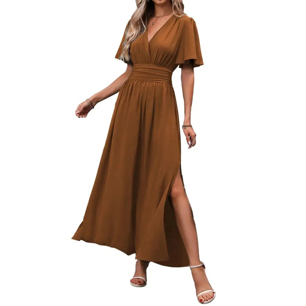 Vestido largo de verano para mujer con cuello en V